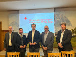 RSG-Präsentation in Aigen: ÖGK-Vorsitzender Josef Harb, Klubobmann Marco Triller, LR Karlheinz Kornhäusl, Michael Koren (Geschäftsführer Gesundheitsfonds) und Wolfgang Habacher (EPIG-Gesundheitsplanungsinstitut) (v.l.) © Land Steiermark; Verwendung bei Quellenangabe honorarfrei RSG-Präsentation in Aigen: ÖGK-Vorsitzender Josef Harb, Klubobmann Marco Triller, LR Karlheinz Kornhäusl, Michael Koren (Geschäftsführer Gesundheitsfonds) und Wolfgang Habacher (EPIG-Gesundheitsplanungsinstitut) (v.l.)