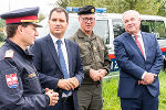 Landespolizeidirektor Gerold Ortner, LH-Stv. Michael Schickhofer, Militärkommandant Heinz Zöllner und LH Hermann Schützenhöfer (v.l.) bei der "Intsec19". © steiermark.at/Streibl; Verwendung bei Quellenangabe honorarfrei Landespolizeidirektor Gerold Ortner, LH-Stv. Michael Schickhofer, Militärkommandant Heinz Zöllner und LH Hermann Schützenhöfer (v.l.) bei der "Intsec19". © steiermark.at/Streibl; Verwendung bei Quellenangabe honorarfrei