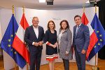 LH Mario Kunasek, LR Simone Schmiedtbauer, LR Claudia Holzer und BM Peter Hanke (v.l.). © Land Steiermark/ Mitteregger