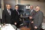 v.l.: DI Gottfried Steiner (IB Steiner), Wirtschaftslandesrat Dr. Christian Buchmann, Ing. Walter Starzacher (AMES Aerospace and Mechanical Engineering Services), Dr. Burghard Kaltenbeck (GF der SFG). © Fischer