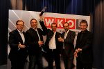 v.l.: LR Dr. Christian Buchmann mit den Gewinnern des PR-Panther 2012 (Edgar Schnedl, Jörg Opitz), Fachgruppenobmann Heimo Lercher und Berufsgruppensprecher Martin Novak. © Fischer