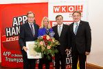 v.l.: Landesrat Christian Buchmann, Susanne Schneider-Assion, WK-Handelsobmann Gerhard Wohlmuth, WK-Präsident Josef Herk. © Chris Zenz v.l.: Landesrat Christian Buchmann, Susanne Schneider-Assion, WK-Handelsobmann Gerhard Wohlmuth, WK-Präsident Josef Herk.