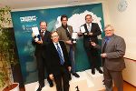 v.l.: Dr. Karl Grabner (Vorstand Binder+Co AG), Dr. Christian Buchmann (Landesrat für Wirtschaft, Europa und Kultur), Ing. Michael Schober (Geschäftsführer Pieps GmbH), DI Andreas Mühlberger (Geschäftsführer NXP Semiconductors Austria GmbH), Dr. Burghard Kaltenbeck (Geschäftsführer Steirische Wirtschaftsförderung SFG). © Frankl