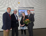 v.l.: Direktor Wolfgang Muchitsch, Intendant Peter Pakesch, Lisa Mayer und Kulturlandesrat Christian Buchmann. © UMJ/Lackner v.l.: Direktor Wolfgang Muchitsch, Intendant Peter Pakesch, Lisa Mayer und Kulturlandesrat Christian Buchmann.