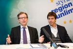 Landesrat Dr. Christian Buchmann mit Mercedes-Motorsportchef Toto Wolff am Zukunftstag der steirischen Wirtschaft. © SFG/Frankl