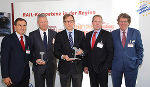 v.l.: Franz Lückler (Geschäftsführer ACstyria), Franz Kainersdorfer (Vorstand voestalpine AG), Christian Buchmann (Wirtschaftslandesrat), Matthias Koch (Leiter Siemens Mobility Graz), Franz Schiep (Geschäftsführer NextSense). © ACstyria