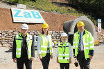 v.l.: Univ.-Prof. Robert Galler (Lehrstuhlleiter für Geotechnik und Tunnelbau an der Montanuniversität Leoben, Departmentleiter ZaB), Landesrätin Barbara Eibinger-Miedl, Martha Mühlburger (Vizerektorin für Finanzen Montanuniversität Leoben), Univ.-Prof. Wilfried Eichlseder (Rektor Montanuniversität Leoben).