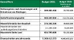 Budget 2021 im Vergleich zum Vorjahr