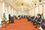 Zahlreiche Ehrengäste nahmen an der Überreichung des Ehrenrings in der Aula der Alten Universität teil. © Land Steiermark/Foto Fischer; bei Quellenangabe honorarfrei Zahlreiche Ehrengäste nahmen an der Überreichung des Ehrenrings in der Aula der Alten Universität teil.