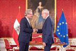 Angelobung des neuen steirischen Landeshauptmannes in der Hofburg in Wien: LH Christopher Drexler, Bundespräsident Alexander Van der Bellen. © Jakob Glaser, Verwendung bei Quellenanagabe honorarfrei Angelobung des neuen steirischen Landeshauptmannes in der Hofburg in Wien: LH Christopher Drexler, Bundespräsident Alexander Van der Bellen.