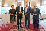 LR Ursula Lackner, LH Christopher Drexler, LH-Stv. Anton Lang, LR Werner Amon (v.l.) © LandSteiermark/Binder, bei Quellenangabe honorarfrei LR Ursula Lackner, LH Christopher Drexler, LH-Stv. Anton Lang, LR Werner Amon (v.l.)