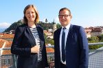 Wirtschaftslandesrätin Barbara Eibinger-Miedl mit dem künftigen Geschäftsführer des ACstyria Thomas Krenn. © Land Steiermark Wirtschaftslandesrätin Barbara Eibinger-Miedl mit dem künftigen Geschäftsführer des ACstyria Thomas Krenn.