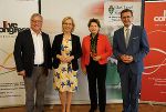 Konferenz der Landesenergiereferentinnen und -referenten in Leoben: LH-Stv. Heinrich Schellhorn, Ministerin Leonore Gewessler, LR Ursula Lackner und LR Markus Achleitner (v.l.)