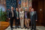 LH Christopher Drexler, Vizerektor Giuseppe Ciccarone, Vizerektorin Maria Sabrina Sarto, Vizerektor Bruno Botta und LR Werner Amon in der Universität Sapienza di Roma.