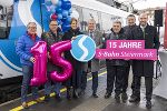 Peter Gspaltl (Geschäftsführer Verkehrsverbund Steiermark), Peter Wallis (ÖBB Regionalmanager Steiermark), Sabine Stock (Vorständin ÖBB-Personenverkehr), LH-Stv. Anton Lang, Franz Weintögl (Generaldirektor GKB), Andreas Tropper (Landesbaudirektor, Leiter der Abteilung 16), Werner Hecking (Geschäftsführer Steiermarkbahn, v.l.). © Chris Zenz