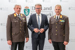 LH Christopher Drexler mit Reinhard Leichtfried (l.) und Christian Leitgeb (r.). © Land Steiermark/ Binder