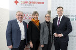 Gesundheitslandesrat Karlheinz Kornhäusl, Isabel Böge, Susanna Krainz, Vinzenz Harrer (v.r.) präsentierten ein Paket zur Versorgung für die psychische Gesundheit der Steirerinnen und Steirer. © Land Steiermark/ Binder