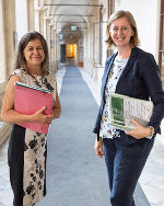 Soziallandesrätin Doris Kampus und Wirtschaftslandesrätin Barbara Eibinger-Miedl (v.l.) © Land Steiermark/Drechsler; bei Quellenangabe honorarfrei