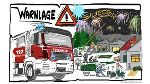 Cartoon Silvester © Landesfeuerwehrverband/GUSSMAGG-art.cc; Verwendung bei Quellenangabe honorarfrei Cartoon Silvester